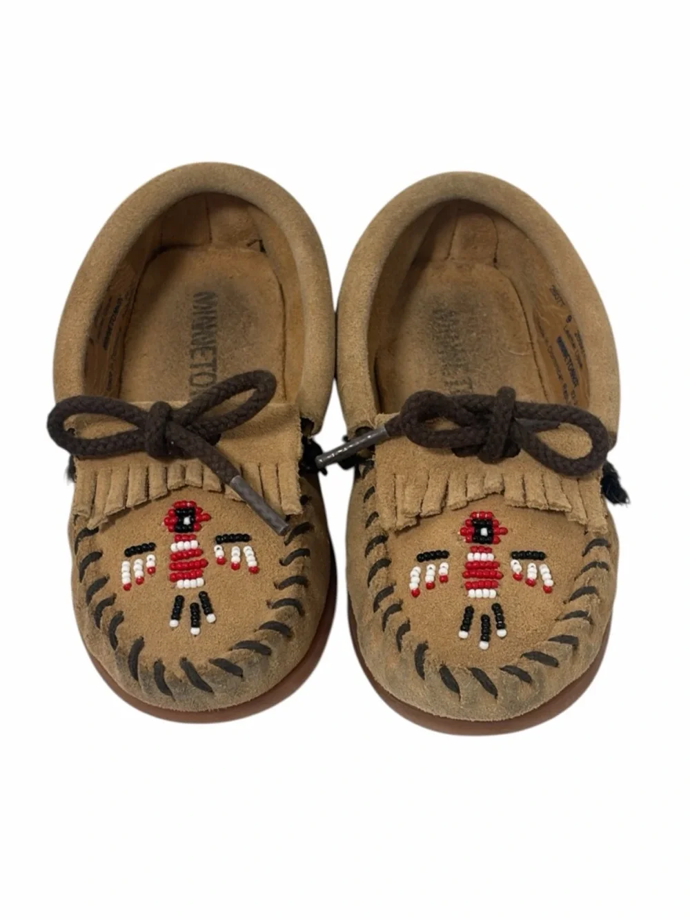 Minnetonka Thunderbird Leather Suede Boat Sole Moccasins - Toddler 9